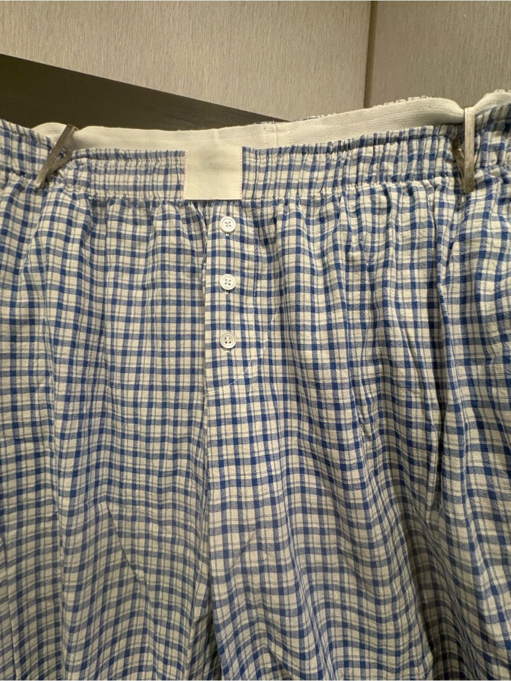 Blue & White Plaid Boot Cut Pants